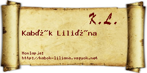 Kabók Liliána névjegykártya